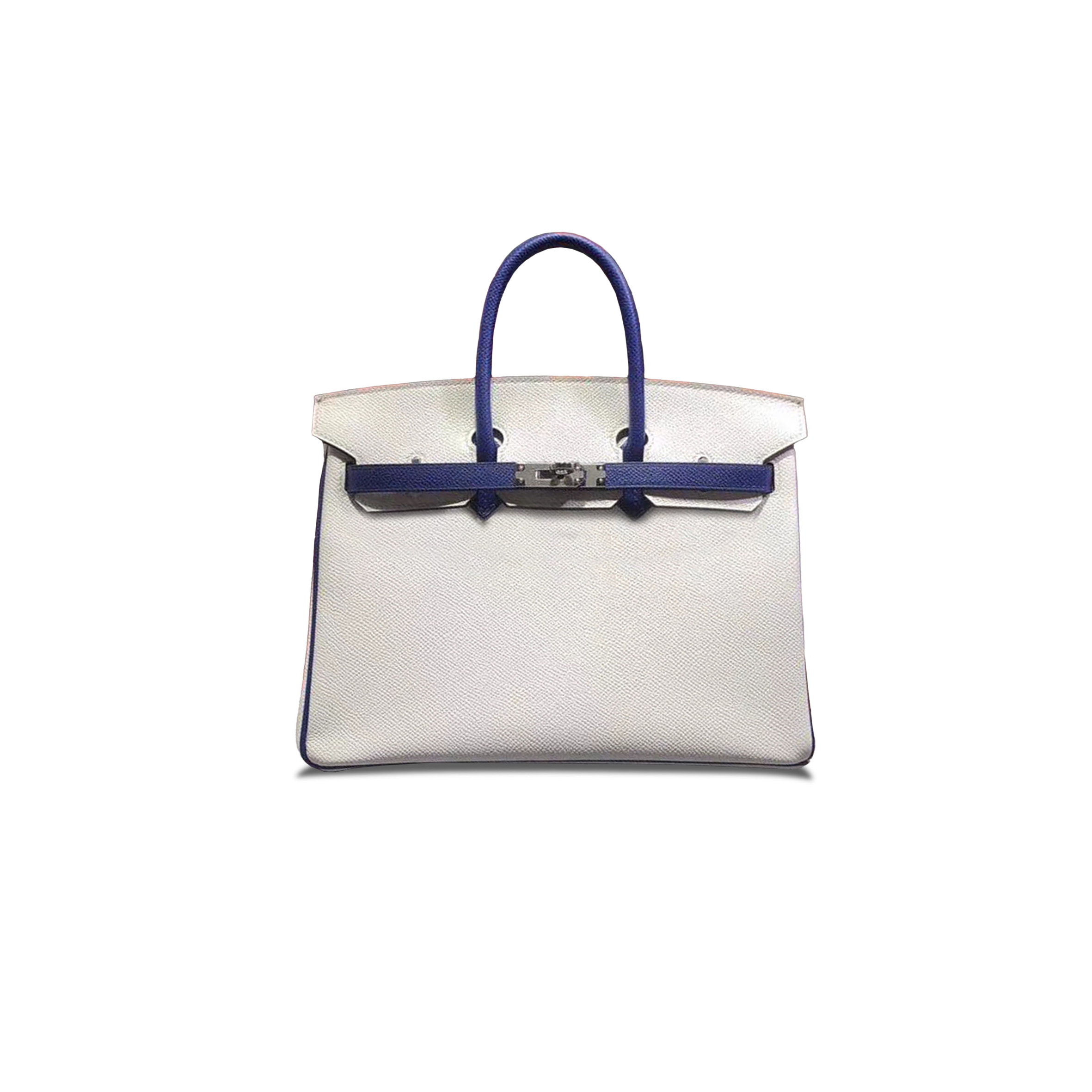 HERMES BIRKIN 30 EPSOM PURE WHITE AND ELECTRIC BLUE GOLD BUCKLE H028369CK12 (30*23*15cm)